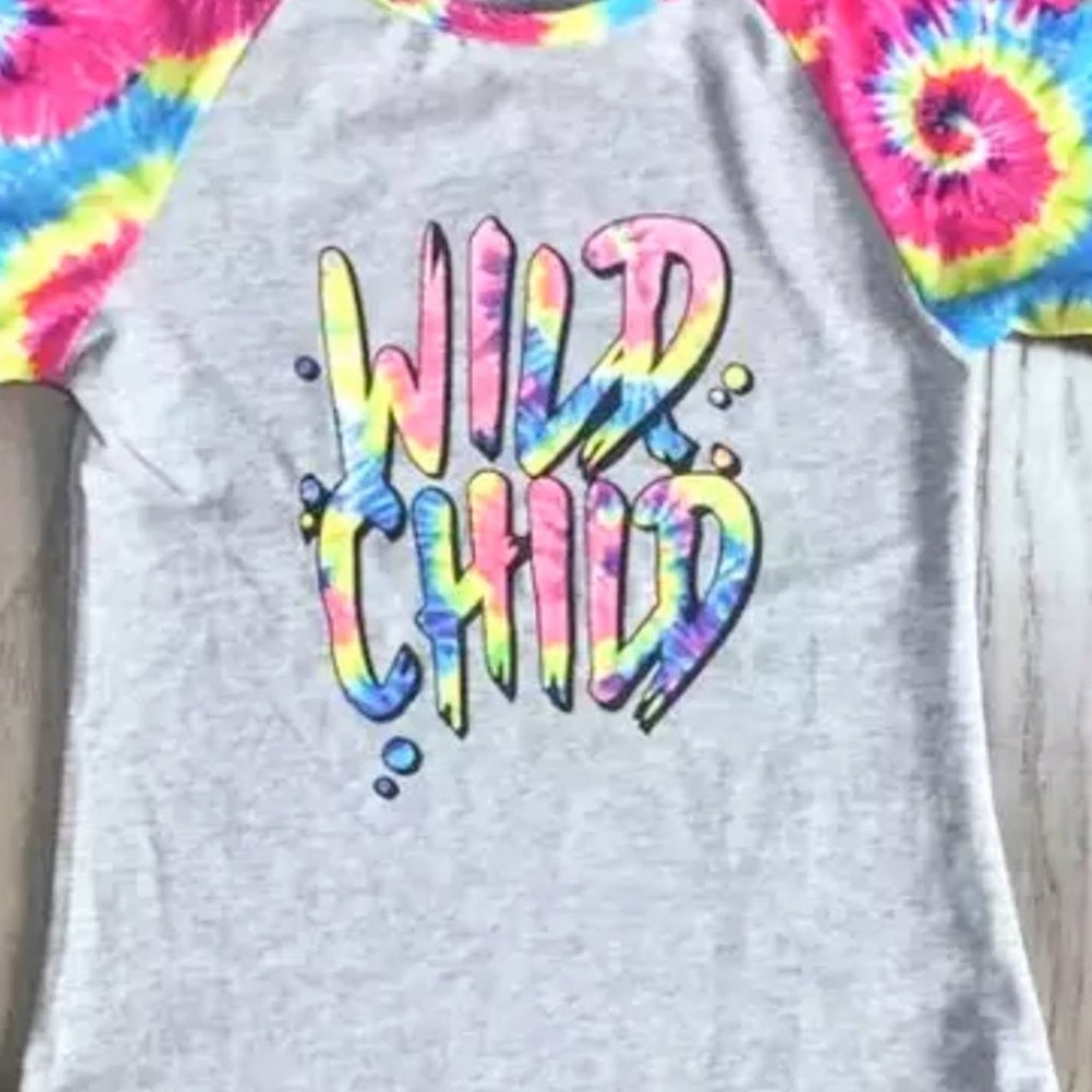 Girls Tie Dye Wild Child Ruffle Icing Shirt